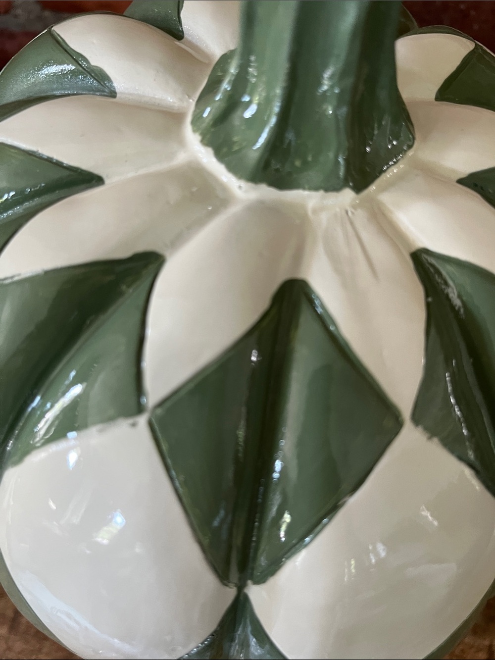 Green and White Checkered resin Pumpkin Accent - Picture 6 of 8